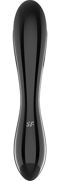 Dildo in vetro Satisfyer Dazzling Crystal 1 in vetro nero trasparente, con le due estremità texturizzate