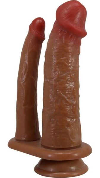 Dildo doppio Pretty Love BW-008144Z color carne, con un braccio lungo e sottile e uno più spesso