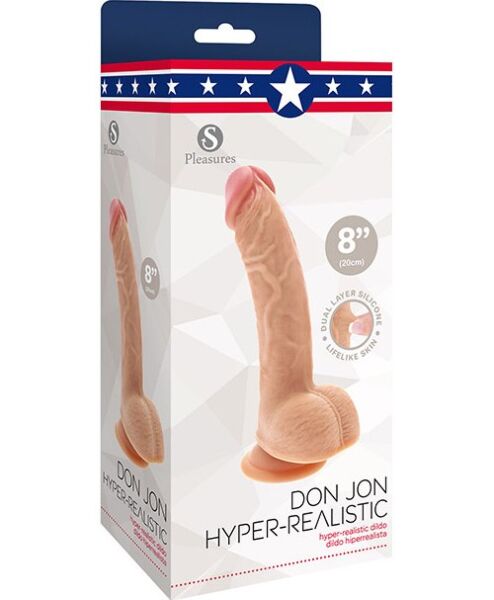 Dildo realistico S Pleasures Don Jon 20 cm, color vaniglia con glande rosato