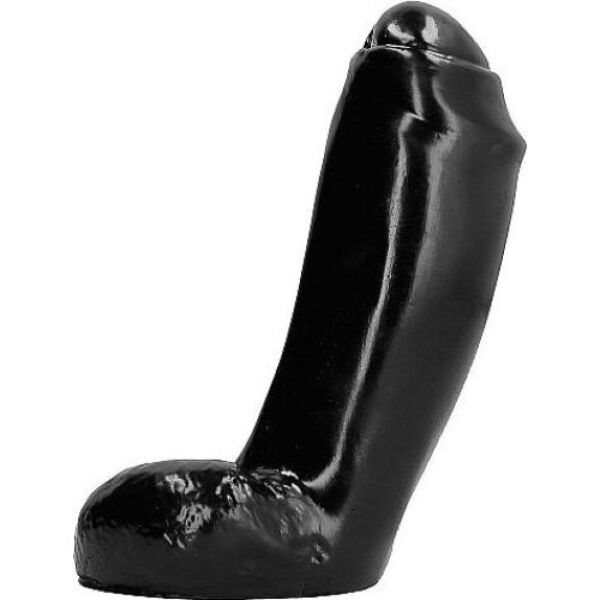 Dildo realistico All Black AB46 Big Bird, nero, con asta dritta e testicoli