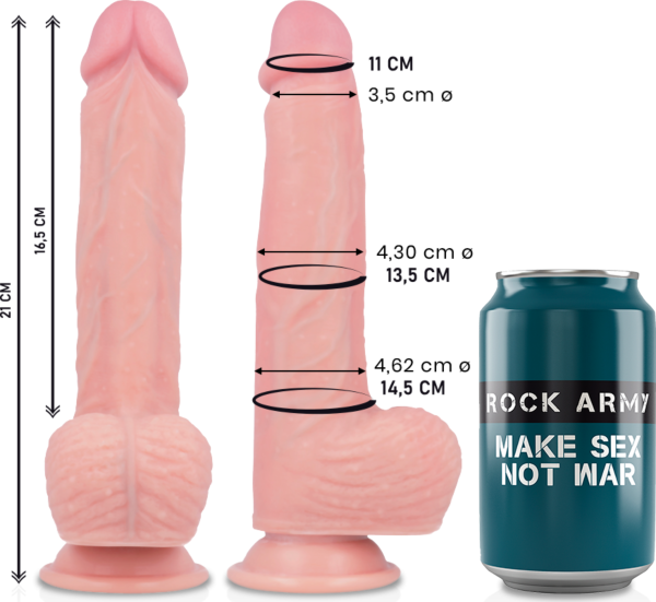 Dildo realistico Rock Army Spitfire 21 cm color naturale, con la sua base a ventosa