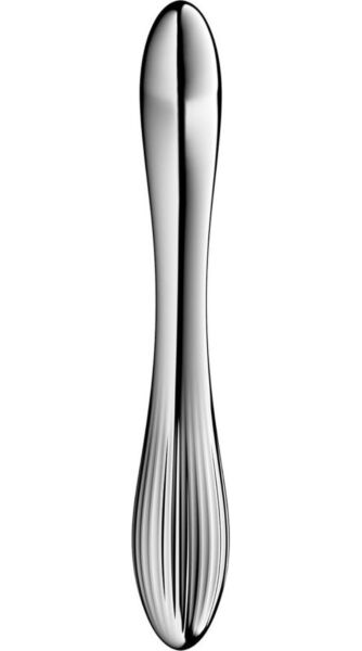 Dildo Satisfyer Pure Gravity 1 in acciaio inox argentato, curvo e a doppio uso