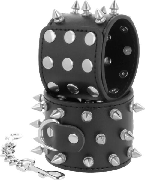 Manette con spuntoni Darkness Skulls and Bones, di colore nero