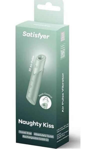 Succhiaclitoride Satisfyer Naughty Kiss color menta, a forma di rossetto