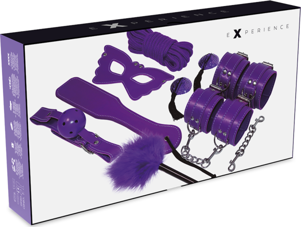 Kit bondage lilla Experience BDSM Fetish Kit Purple Series con i suoi accessori