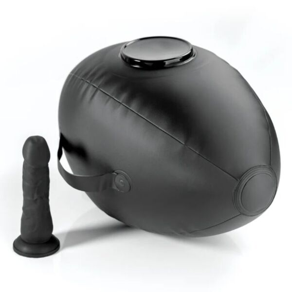 Cuscino gonfiabile nero Pipedream Body Dock con dildo e maniglie