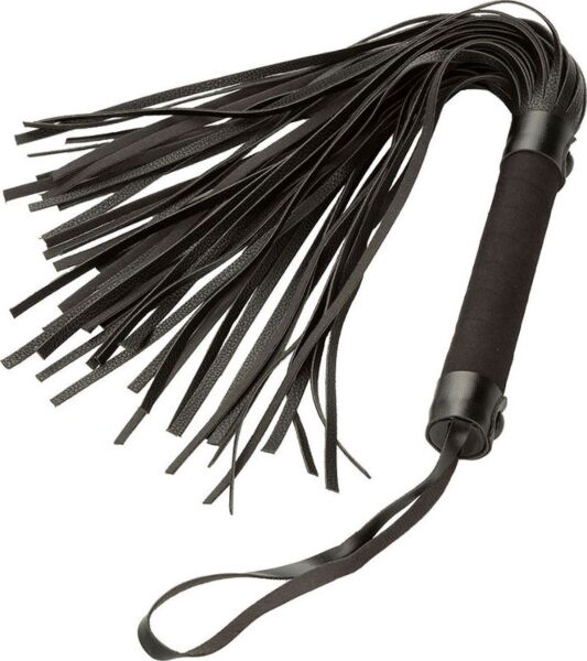 Frusta flogger nera Nocturnal Collection Flogger di CalExotics, con il suo laccio da polso