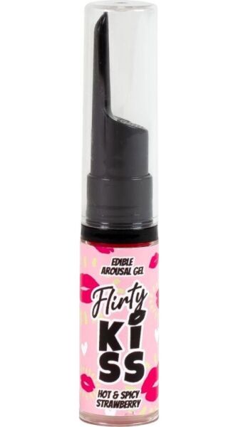 Gel commestibili Secret Play Flirty Kiss, confezione alla fragola con calore e alla menta con freddo