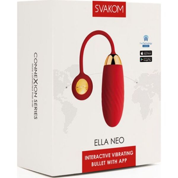 Uovo vibrante SVAKOM Ella Neo di colore rosso, con la sua coda