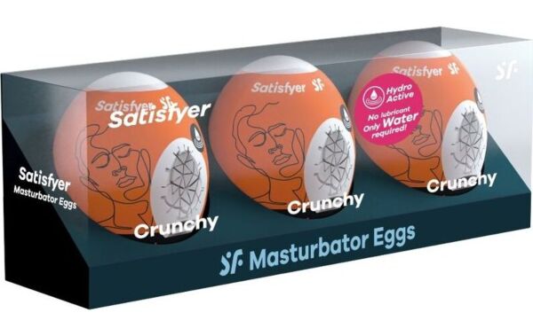 Set di tre masturbatori a uovo Satisfyer Naughty, Savage e Crunchy