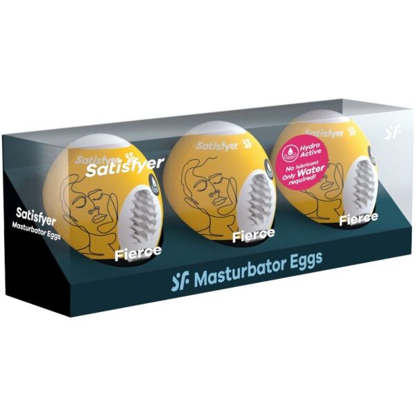 Set da 3 masturbatori a uovo Satisfyer Eggs Fierce, di colore giallo
