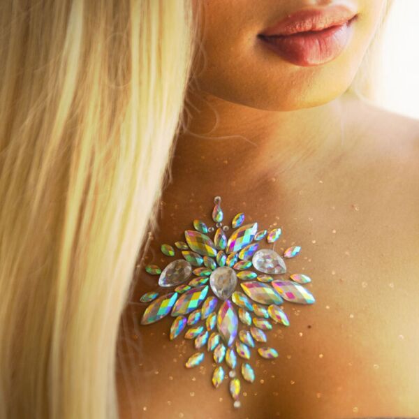 Gioiello per il corpo adesivo Leg Avenue Celestial Jewels, con strass argentati dal design celestiale