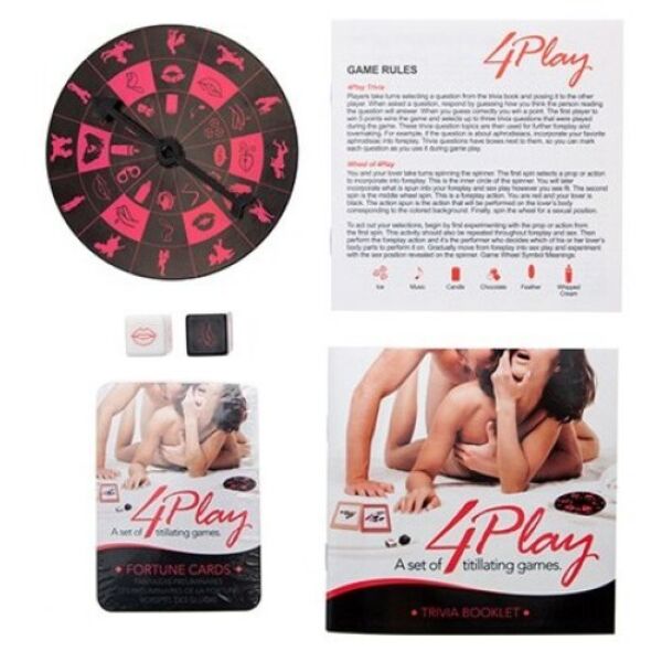 Gioco erotico Kheper Games 4Play, con scatola, carte, dadi e roulette
