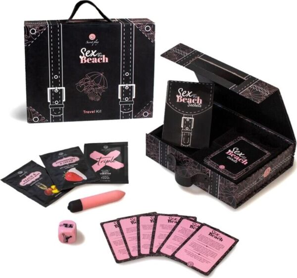 Gioco erotico Secret Play Sex on the Beach Travel Kit con le sue carte e i suoi accessori