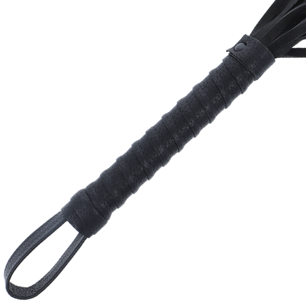 Frusta bondage Darkness di colore nero, con il suo manico da impugnare