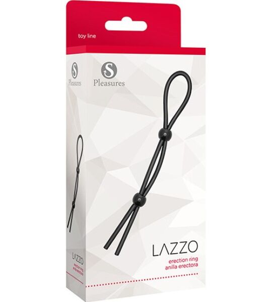 Anello fallico S Pleasures Lazzo Ring nero, con le sue due palline di chiusura