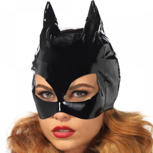 Maschera Leg Avenue Vinyl Catwoman in vinile nero con orecchie da gatta a punta
