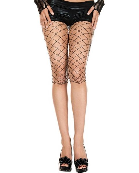 Leggings a rete larga Music Legs in nero, fino al ginocchio