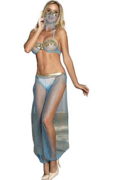 Completo intimo Subblime India Style con bralette blu e paillettes dorate