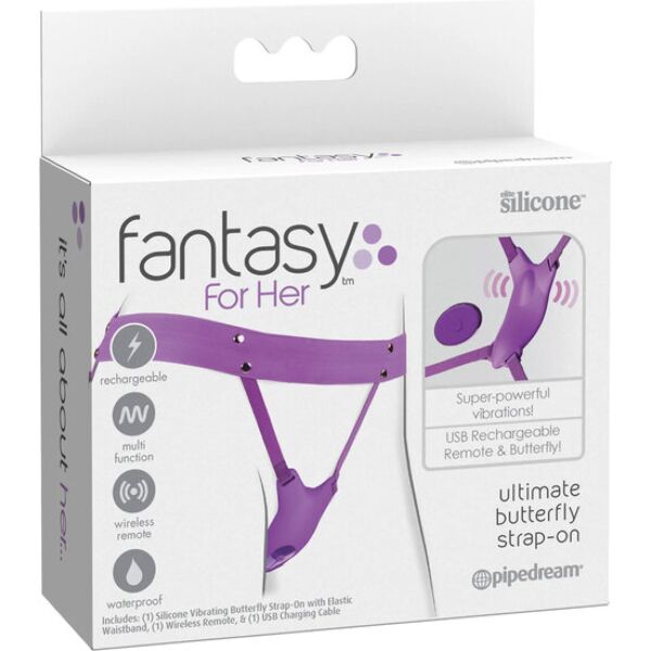 Strap-on vibrante Pipedream Ultimate Butterfly Strap-On con parte curva e cinghie regolabili