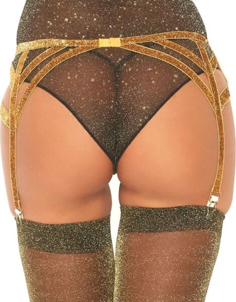 Reggicalze Leg Avenue Maddox Lurex con strisce elastiche lucide