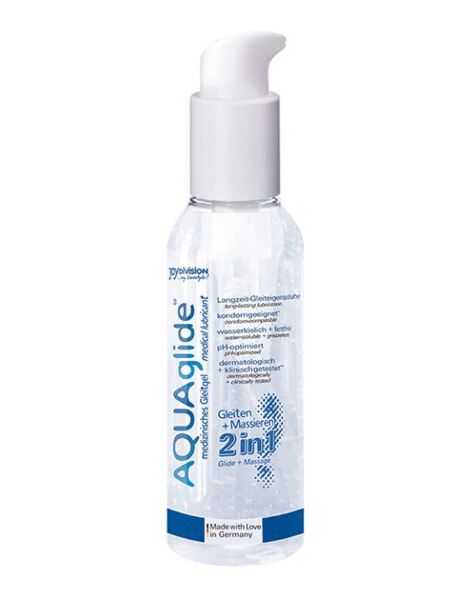 Lubrificante e gel da massaggio Joydivision AQUAglide 2in1 nel suo flacone da 125 ml