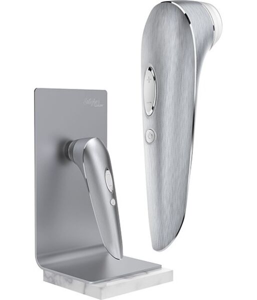 Succhiaclitoride Satisfyer High Fashion, in alluminio argentato con testina in silicone