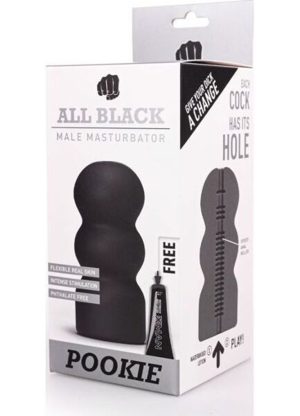 Masturbatore ALL BLACK Pookie, dalle forme curve