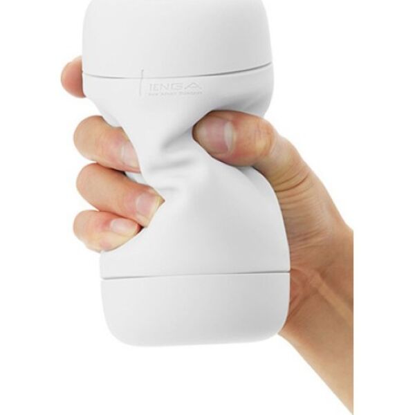 Masturbatore Tenga Puffy Sugar White, di colore bianco, con il suo guscio morbido