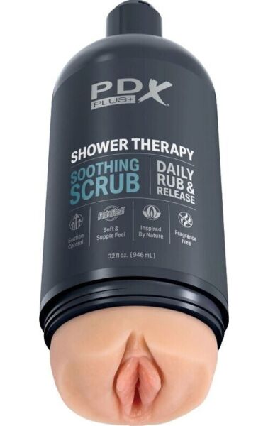 Masturbatore PDX Plus Shower Therapy Soothing Scrub a forma di flacone di shampoo