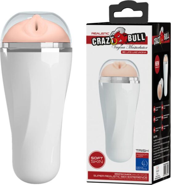 Masturbatore Crazy Bull Trish con apertura vaginale realistica e guscio con finitura perlata