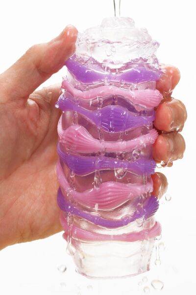 Masturbatore riutilizzabile Tenga Arte Drape di colore viola, con la sua custodia