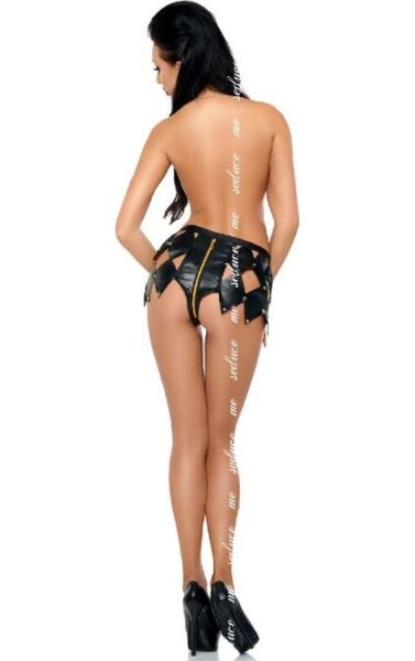 Shorts lingerie Me-Seduce Gwen, con inserti a forma di diamante, borchie dorate e cerniera sul cavallo