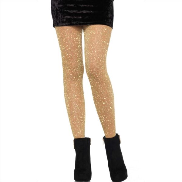 Collant trasparenti Leg Avenue Lurex Shimmer Gold, di colore dorato con effetto luminoso