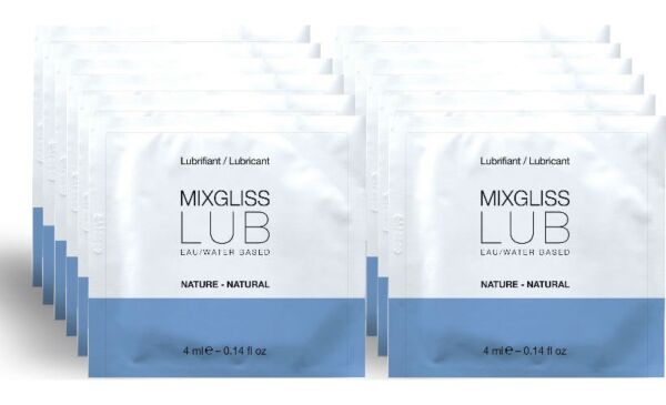 Confezione da 12 monodosi del lubrificante a base d'acqua Mixgliss Lub Natural