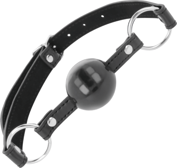 Bavaglio a palla Darkness Black Ball Gag, nero, con le sue cinghie
