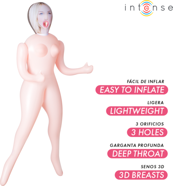 Bambola gonfiabile Intense Dolls Ingrid con tre orifizi e seno 3D