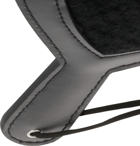 Paletta BDSM Darkness Black Fetish Love Velor Paddle, nera con cuciture nere e punte