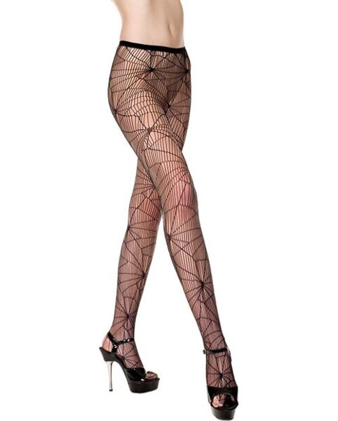 Collant Music Legs Ragnatela nero, con disegno a ragnatela e trasparenze