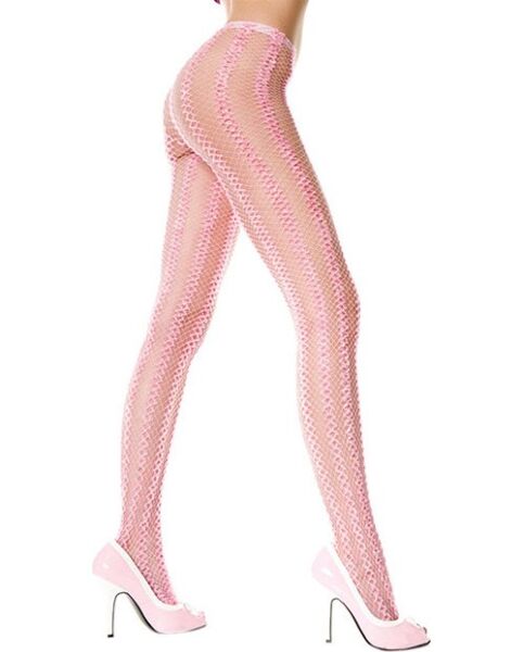 Collant a rete Music Legs rosa con disegni verticali