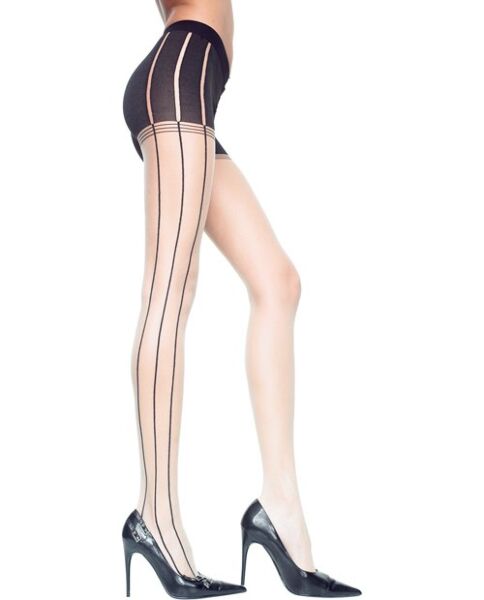 Collant Music Legs Strisce Beige/Nero, beige con sottili strisce nere ai lati