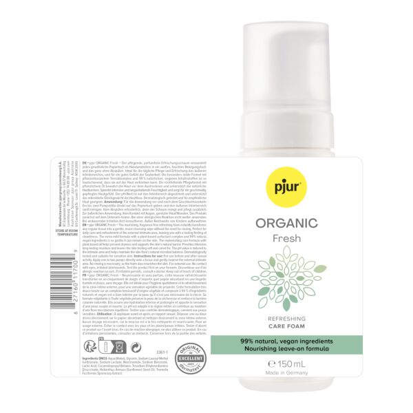 Flacone di schiuma detergente intima Pjur Organic Fresh da 150 ml
