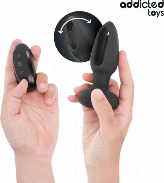 Plug anale Addicted Toys con lingua vibrante e il suo telecomando wireless