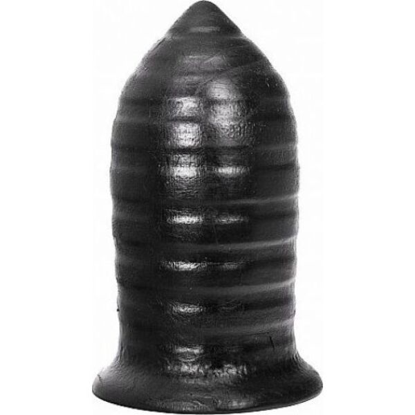Plug anale All Black AB85 Thrill, nero e con la superficie scanalata