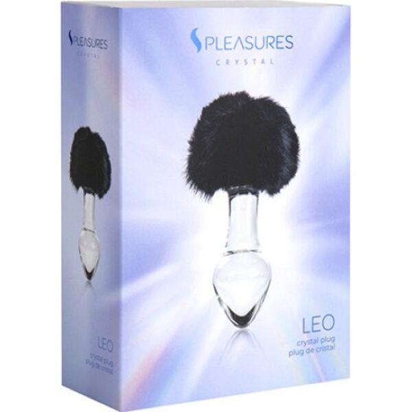 Plug anale S Pleasures Crystal Leo, trasparente con coda di coniglio nera