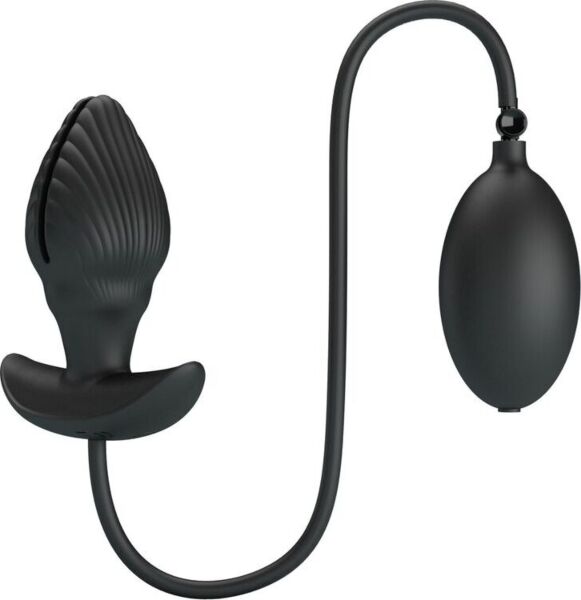 Plug anale gonfiabile Pretty Love BI-040160Q, in silicone nero, con la sua pompetta per gonfiarlo