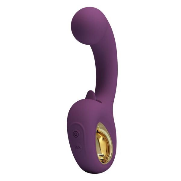 Vibratore a doppia stimolazione Pretty Love Brynnlee di colore viola, con la sua linguetta esterna