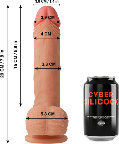 Dildo realistico Cyber Silicock Freeman da 20 cm, con testicoli e ventosa