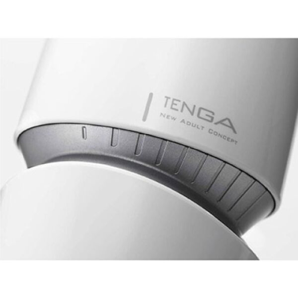 Masturbatore Tenga Aero Silver in bianco e nero, con il suo anello argentato