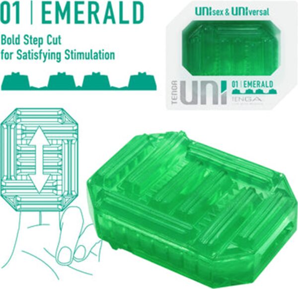 Masturbatore reversibile Tenga UNI Emerald con i rilievi in vista